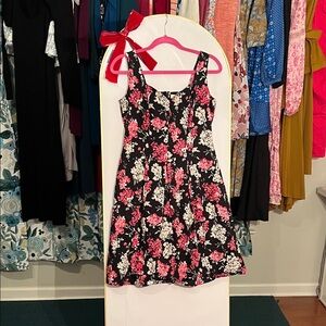 WHBM Floral Black and Pink Dress